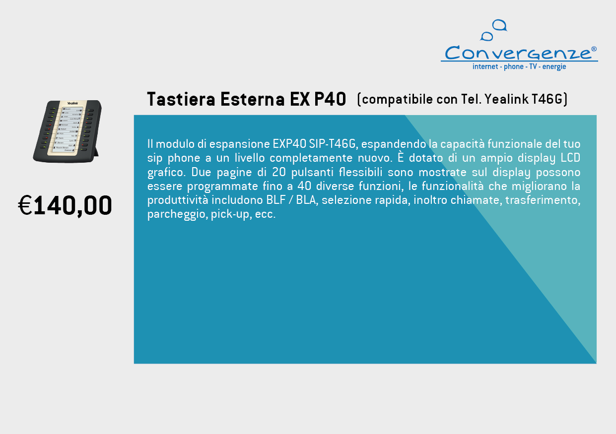 Scheda telefono tecnica VoIP Tastiera esterna EXP40